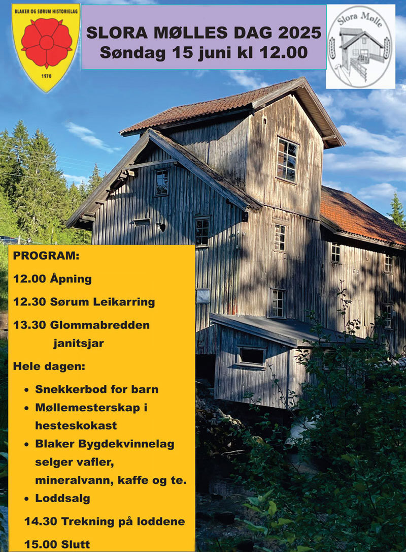 Slora Mølles Dag søndag 15. juni 2025 kl. 12:00